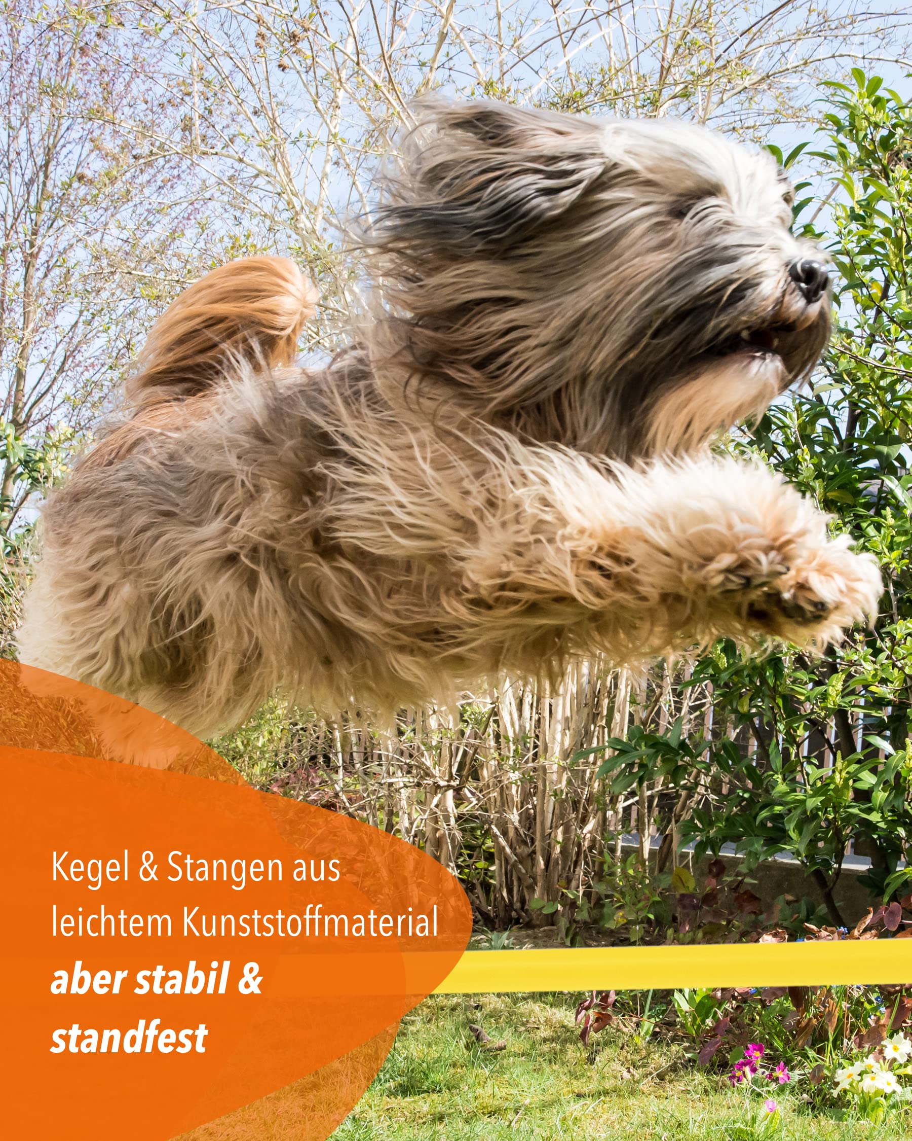 Kombi Kegel 40 – 4 im Set – für den Aufbau von Hürden- oder Slalom-Parcours für Agility-Training – Sprung & Slalom für Hund, Sport, Pferd & Kind