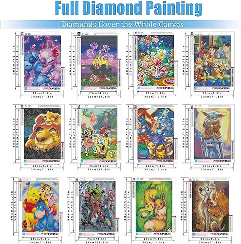 Miniatura 2 de Kits de pintura de diamante 5D de Boswell para adultos - Juego de 12 kits de arte de diamante DIY - Impresionantes pinturas de gemas para decoración