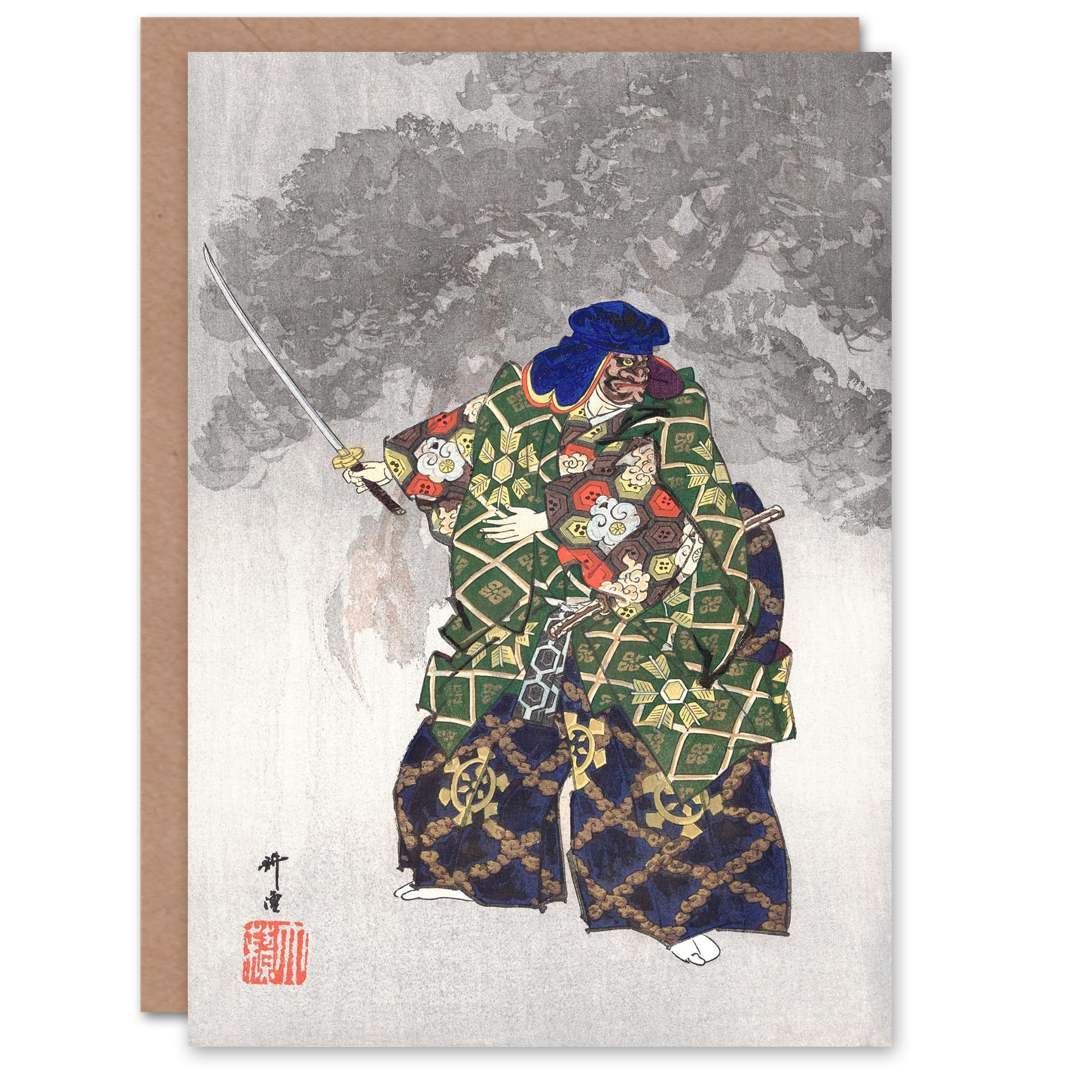 Artery8 Kogyo Tsukioka Japanese Art Card Noh Play Eboshiori Actor Costume