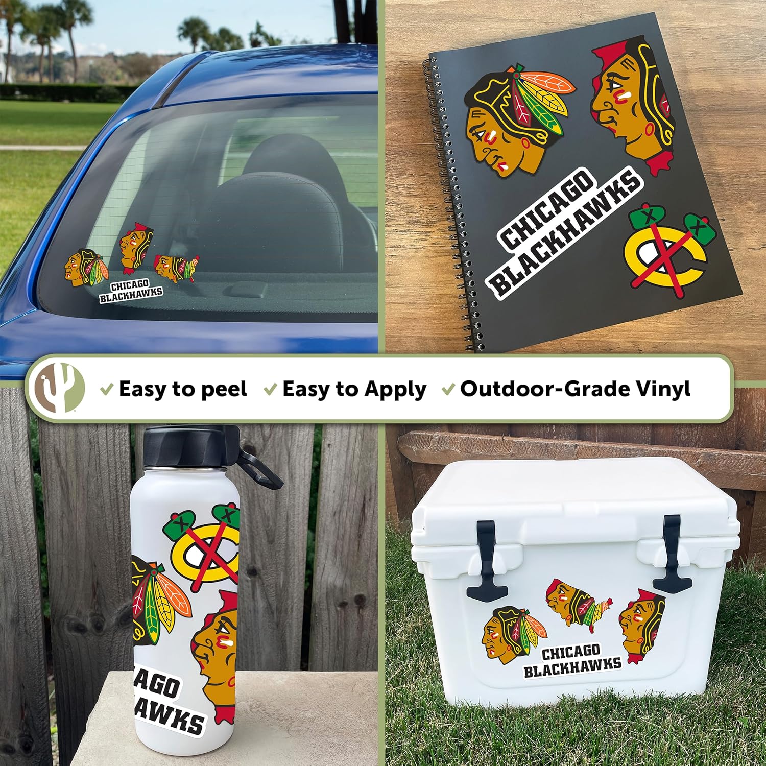 Desert Cactus Chicago Blackhawks Sticker Team NHL National Hockey League Vinyl Decal Laptop Water Bottle Car Scrapbook (Type 2-3) - Image 2