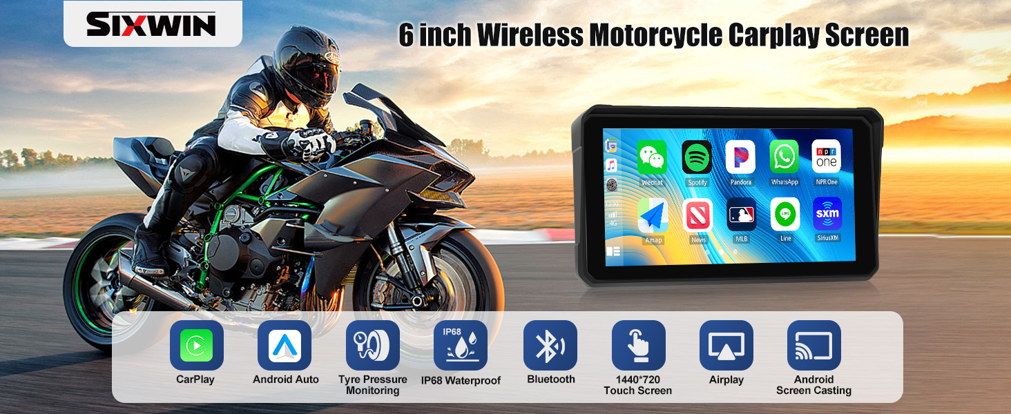Amazon.com: SIXWIN Wireless Motorcycle CarPlay Android Auto 6 Inch