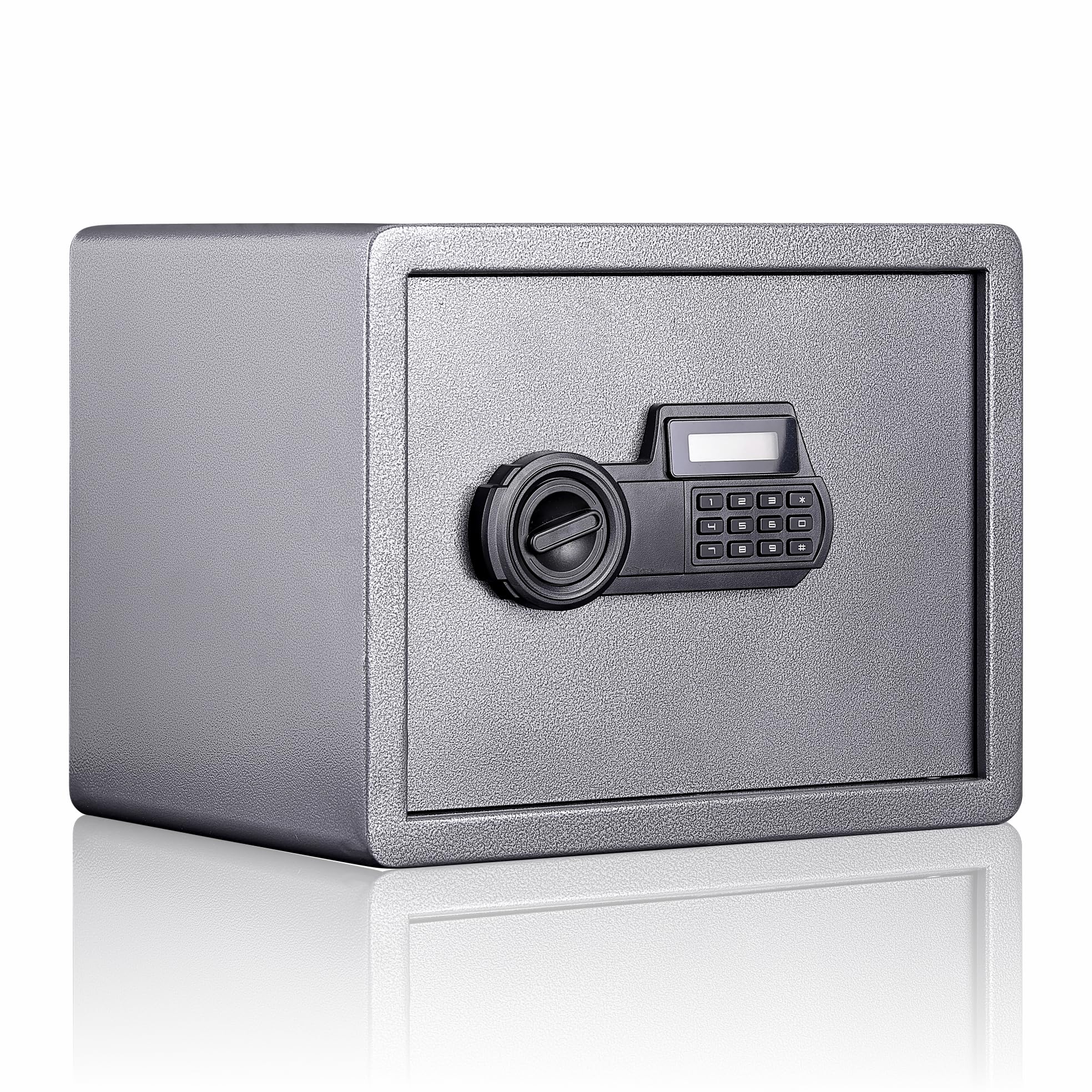 LAPO Safety Locker Box for Home, Safe Locker with Electronic Keypad & Emergency Keys with LCD Display, Tijori Box for Home, Office, Bedroom, 2 Year Warranty (Alloy Steel, 10 Liter, Weight-4.8 Kg,Grey)