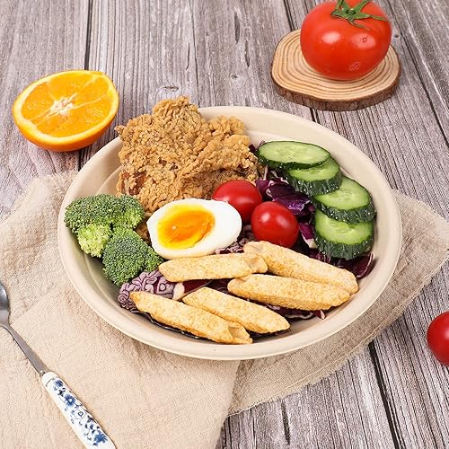 Miniatura 5 de JAYEEY Cuencos desechables redondos de 24 onzas con tapas, cuencos de papel biodegradable de fibra de caña de azúcar, recipientes para llevar