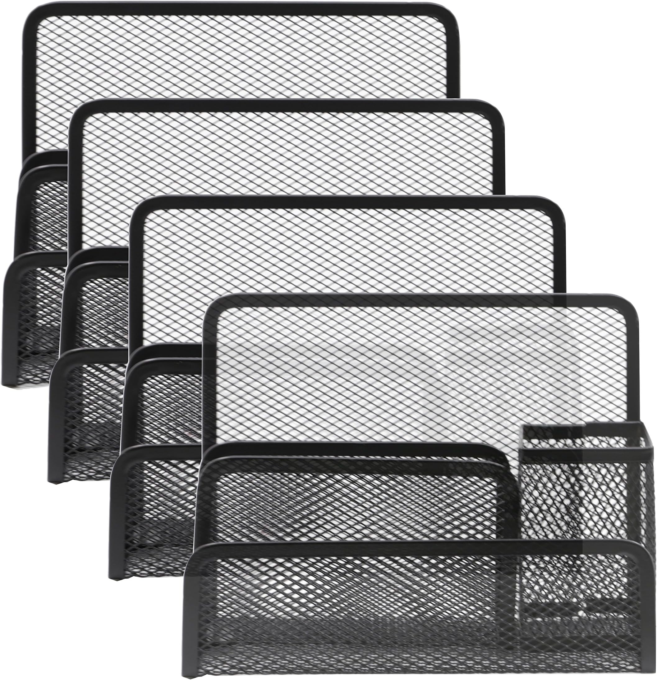 Mesh Desk Organizer 4 Compartment Office Supply file organizer Pencil Holder (4 items)