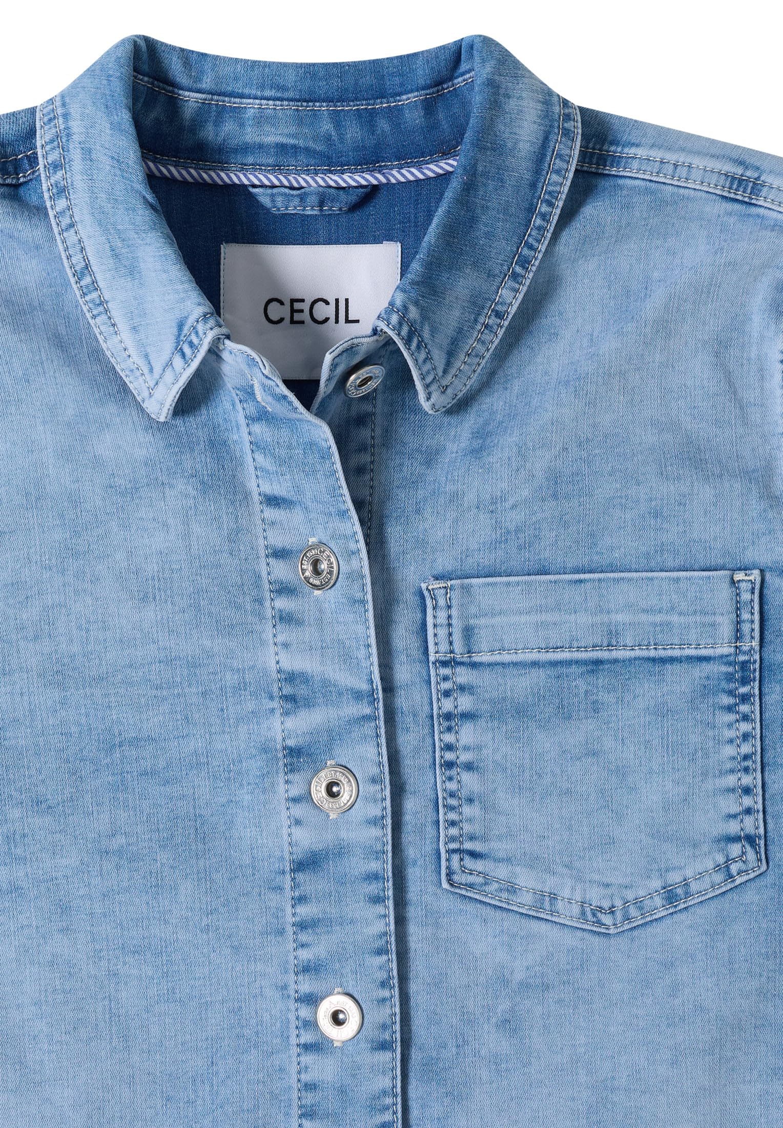 Cecil Damen 2117718 Kurzarm Overshirt mit Knopfleiste (1er Pack)