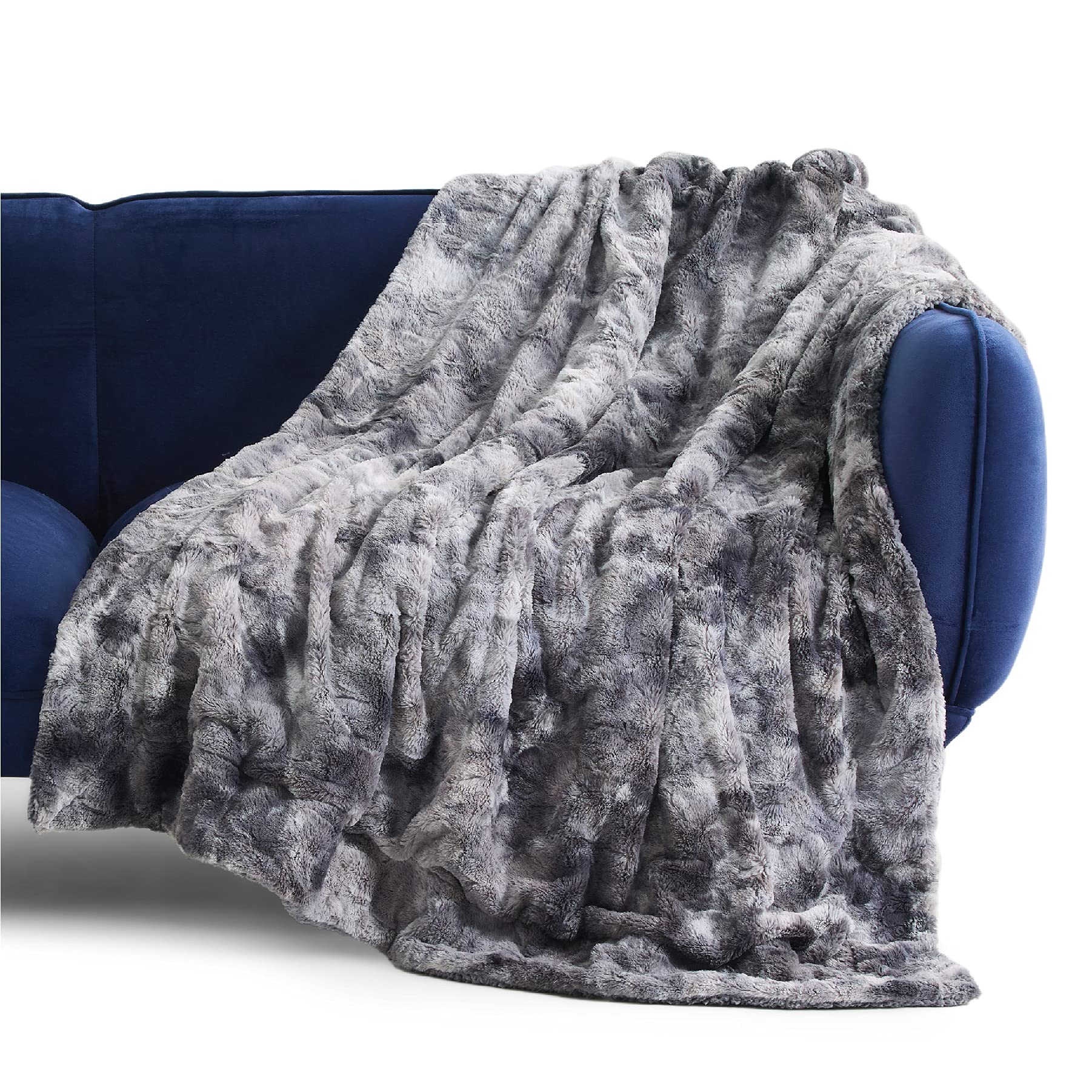 Bedsure Faux Fur Blankets Twin Size - Dark Grey Fuzzy Plush Fluffy Soft Sherpa Fleece Twin Blanket for Bed, 60x80 inches
