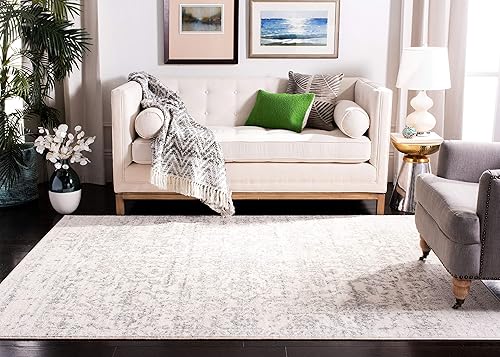 Miniatura 2 de Safavieh Madison Collection MAD603G Tapete, medallón de copo de nieve oriental, 1.55 x 2.29 m, plata y marfil, no desprende pelusa, tapete