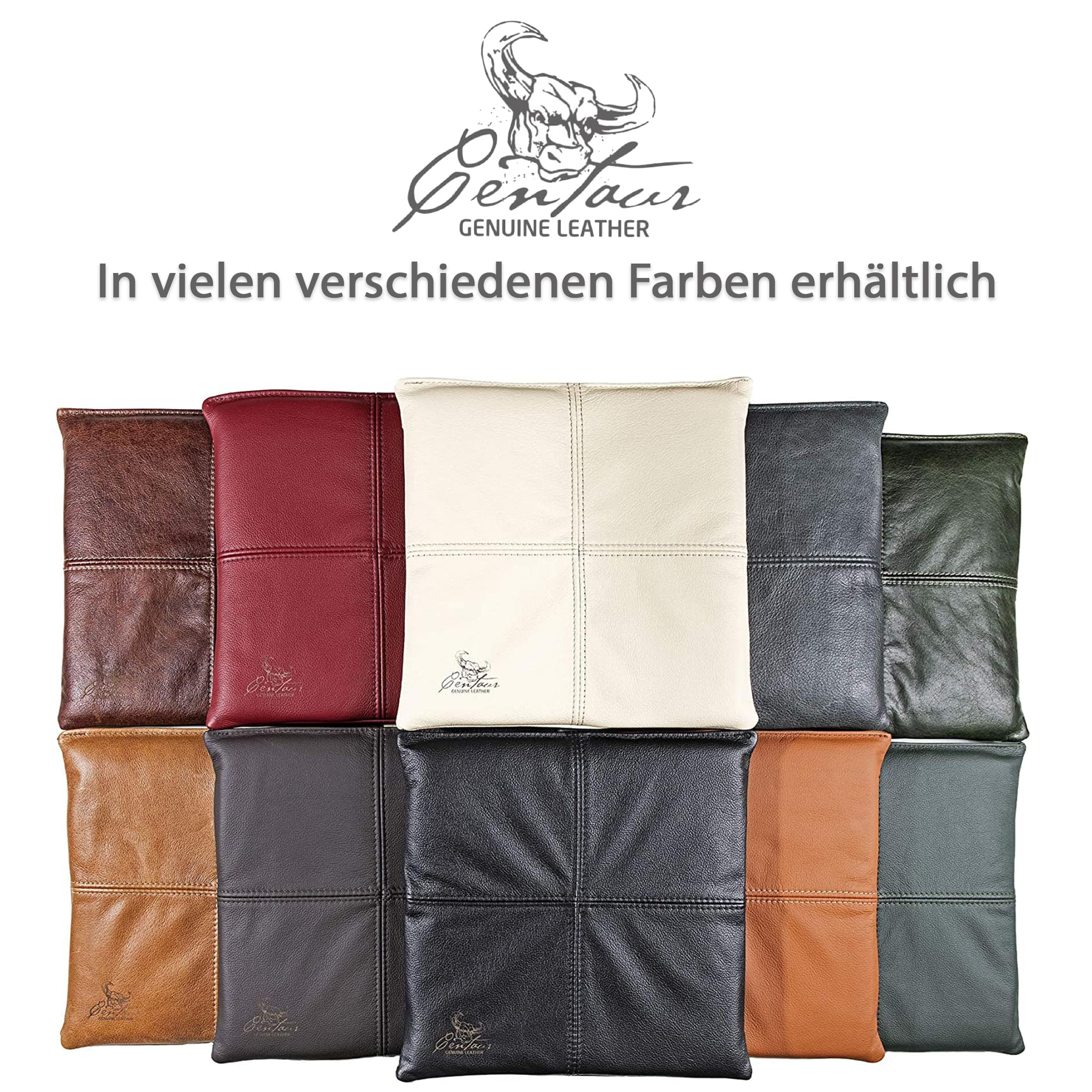 Centaur - Hochwertiges Leder Sitzkissen - Cognac Vintage 35x35 cm - Ideal für Stuhl oder Sitzbank - Abwaschbare Echtleder Stuhlkissen - Pflegeleichte Sitzauflage