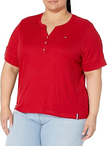 Tommy Hilfiger Women's Classic Ribbed 34 Sleeve Henley