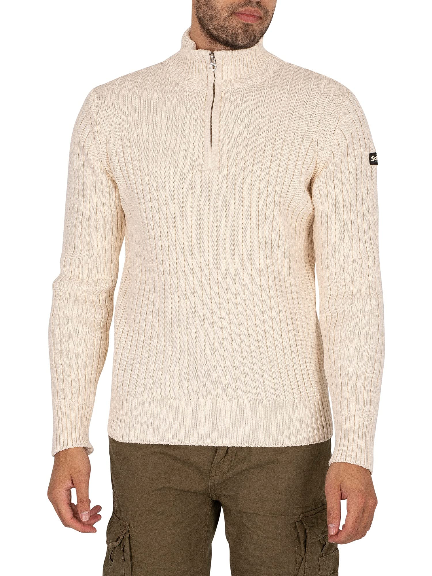 Gilet Homme Schott NYC - Col Camionneur Maille Côtelée - Coton Et Polyester Recyclés - Style Urbain