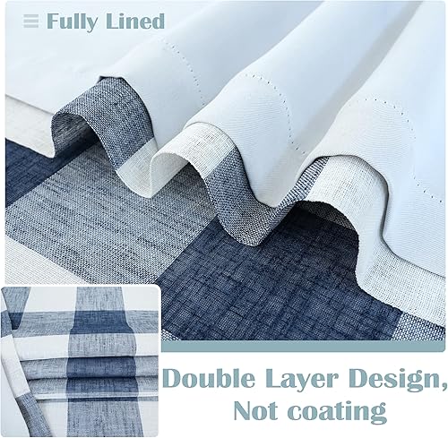 Vista 204 de DriftAway - Cortinas de ojales opacas, patrón a cuadros, forro térmico con aislamiento, blackout, impresas a cuadros, 2 capas, juego de 2 paneles