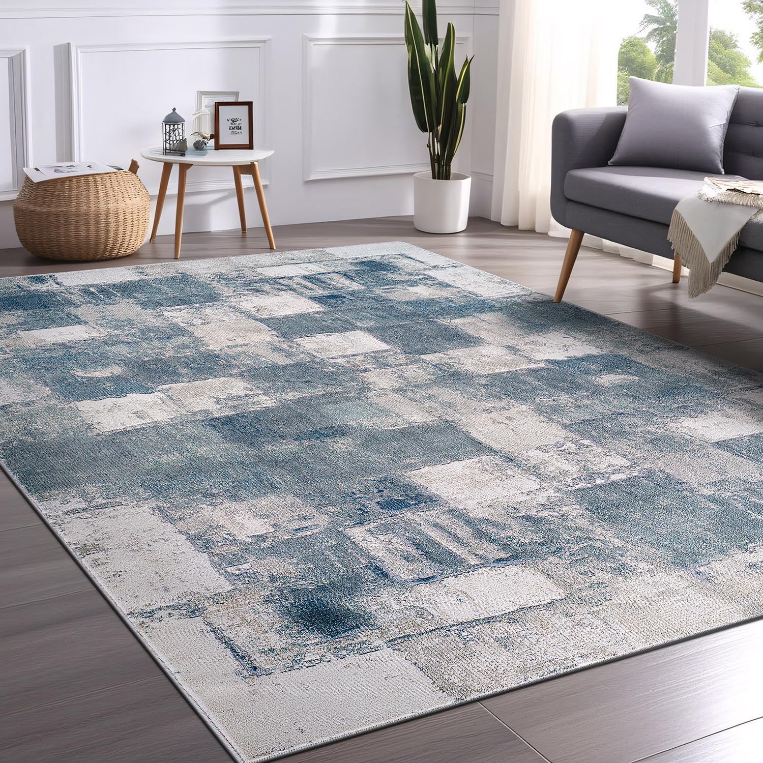 Beverly Rug Living Room Rug 5x7 Modern Luxury Ultra Soft Vintage Indoor Area Rugs for Kitchen Dining Room Stain Resistant Non Shedding Indoor Carpet Alfombras para Salas Modernas (5 x 7 Navy Blue)