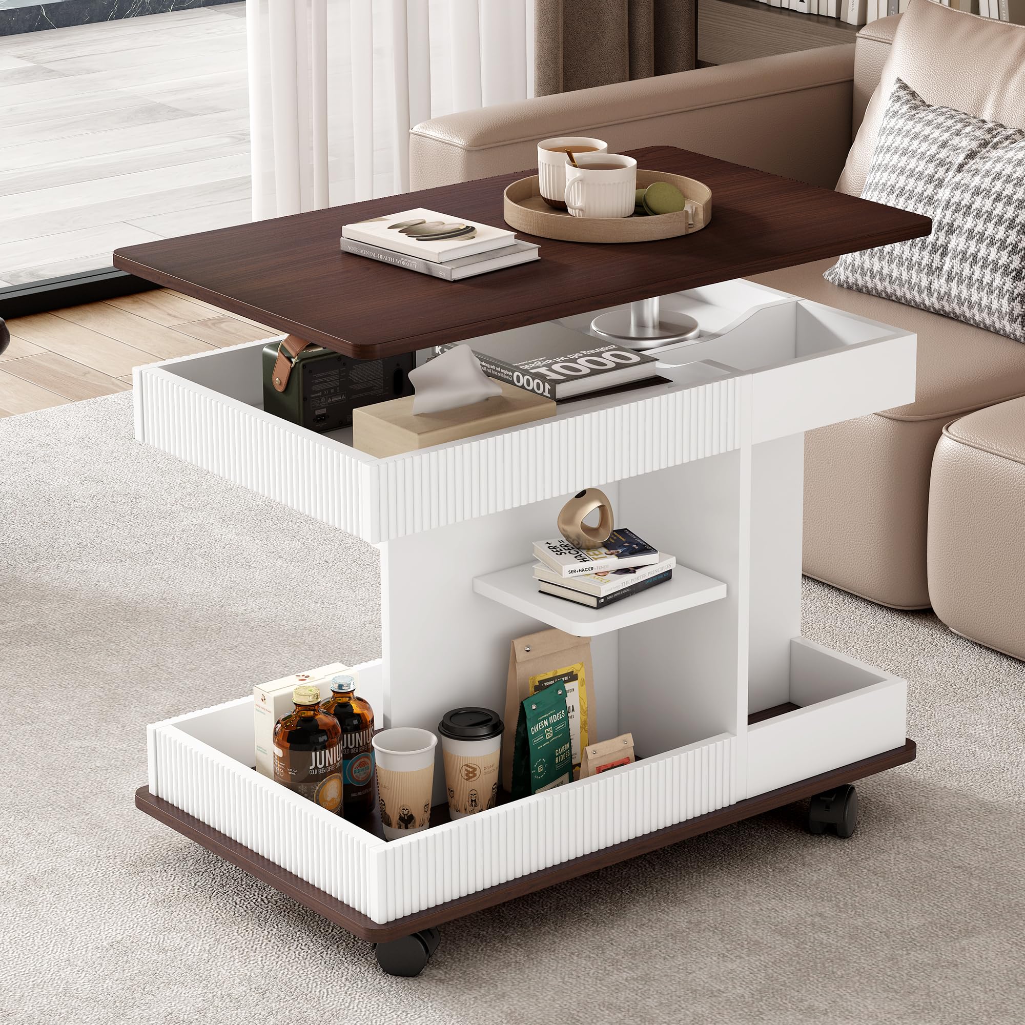 Amazon.com: Adjustable Lift Top End Table with Wheels, 360
