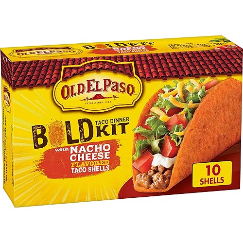 Old El Paso Stand 'N Stuff Bold Nacho Cheese - Kit de cena de taco con sabor a queso nacho, 9.5 onzas