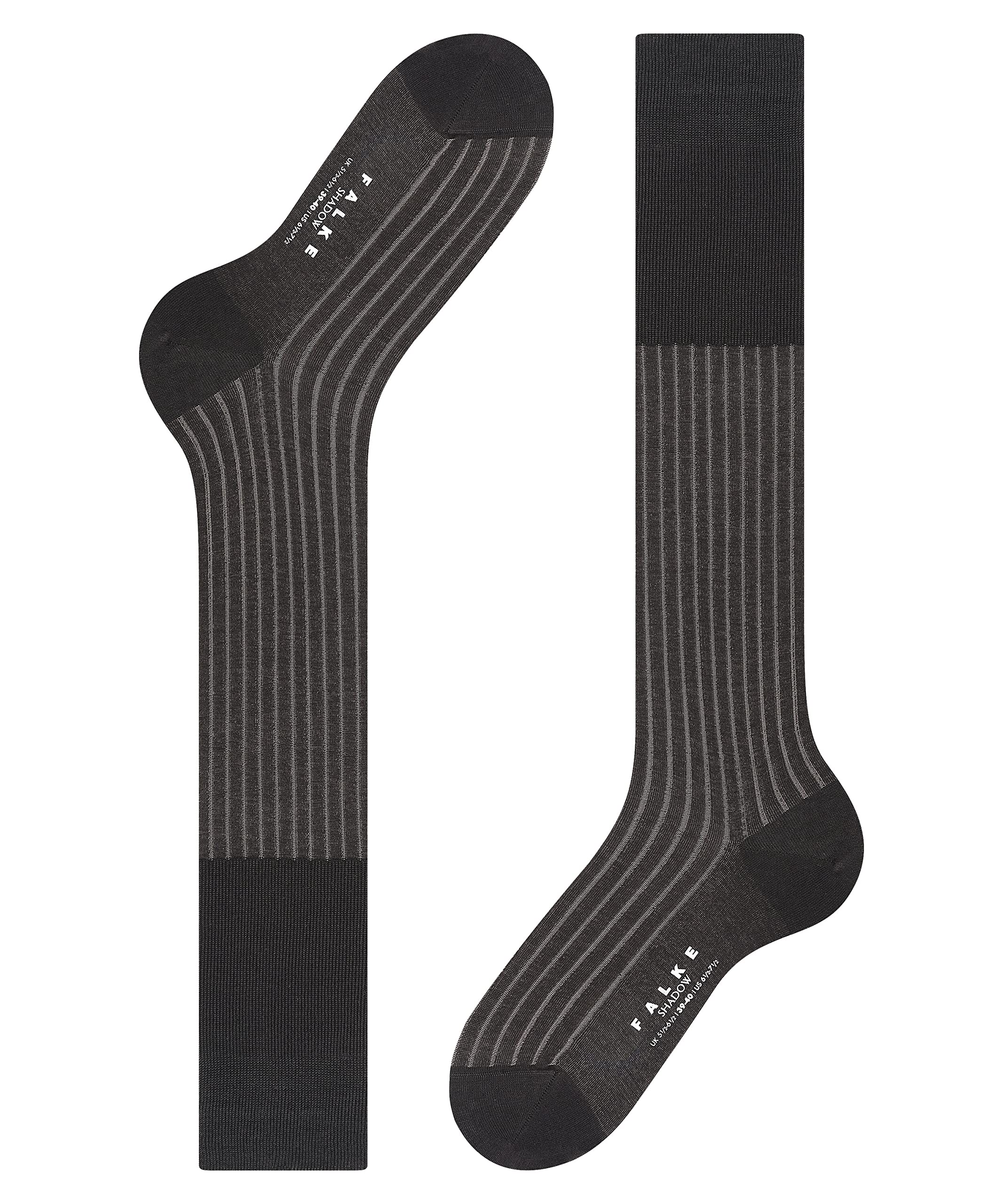 FALKE hombre Shadow calcetines largos transpirable algodón costura plana larga reforzada para no ejercer presión en los dedos costilla fina diseño a rayas para usar todos los días 1 par