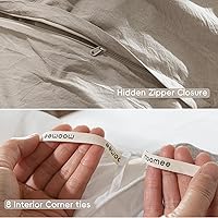 Vista 96 de MooMee Juego de funda de edredón 100% algodón lavado con textura tipo lino, transpirable, duradero, suave y cómodo