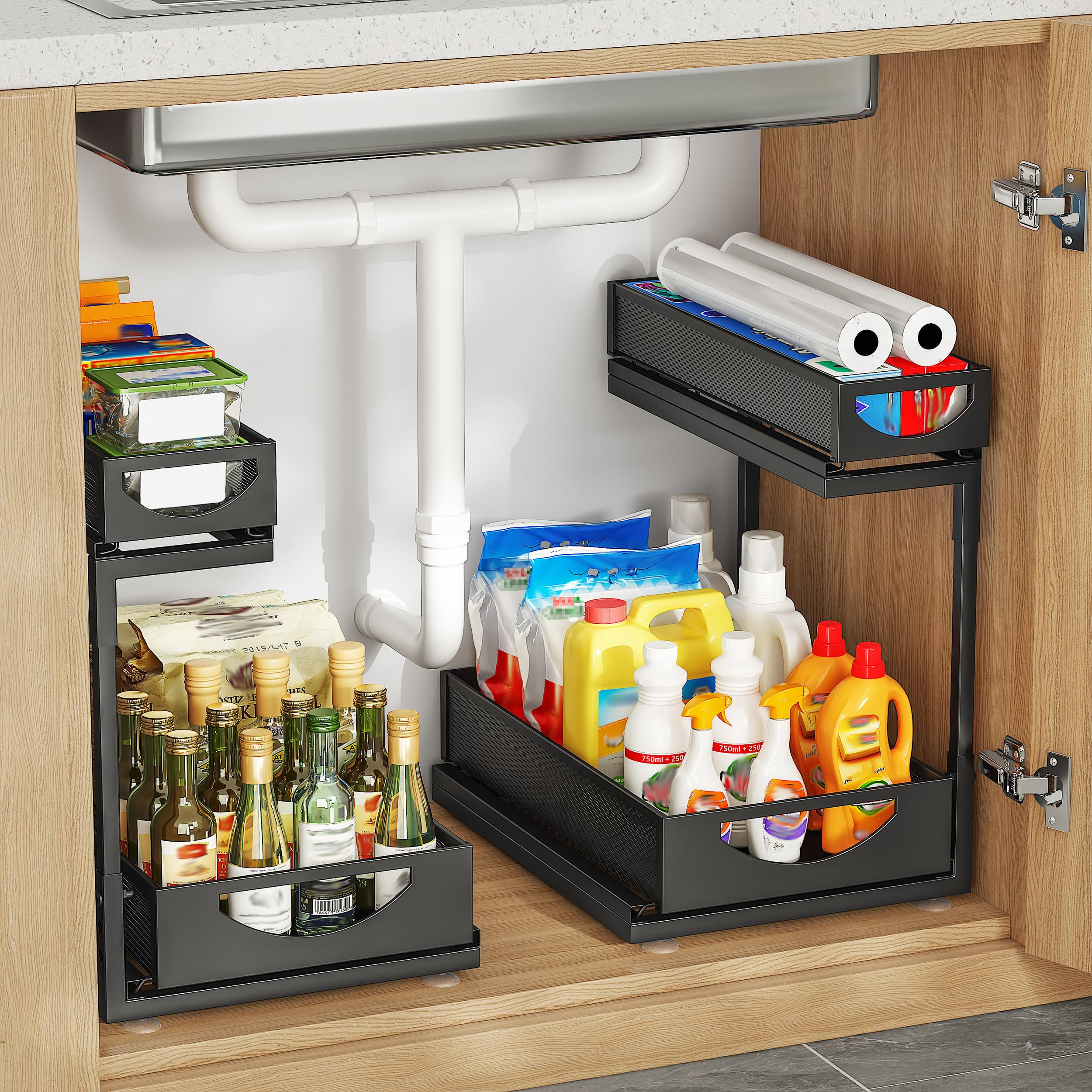 Fantasnight Kitchen Under Sink Storage Organiser - 2 Tier 2pack