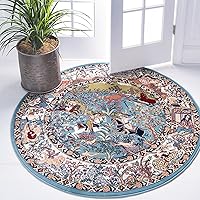 Vista 13 de Unique Loom Narenj Collection - Alfombra de área Birmingham (octágono de 5 pies 1 pulgada, azul/borgoña)