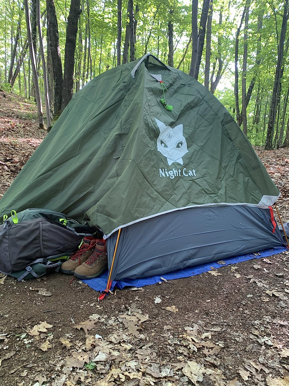 Night Cat 2-Persons Backpacking Tent: Waterproof Lightweight Camping Tent for Two People Hiking Outdoor Mountain with Aluminum Poles and Rainfly Green customer photo 7