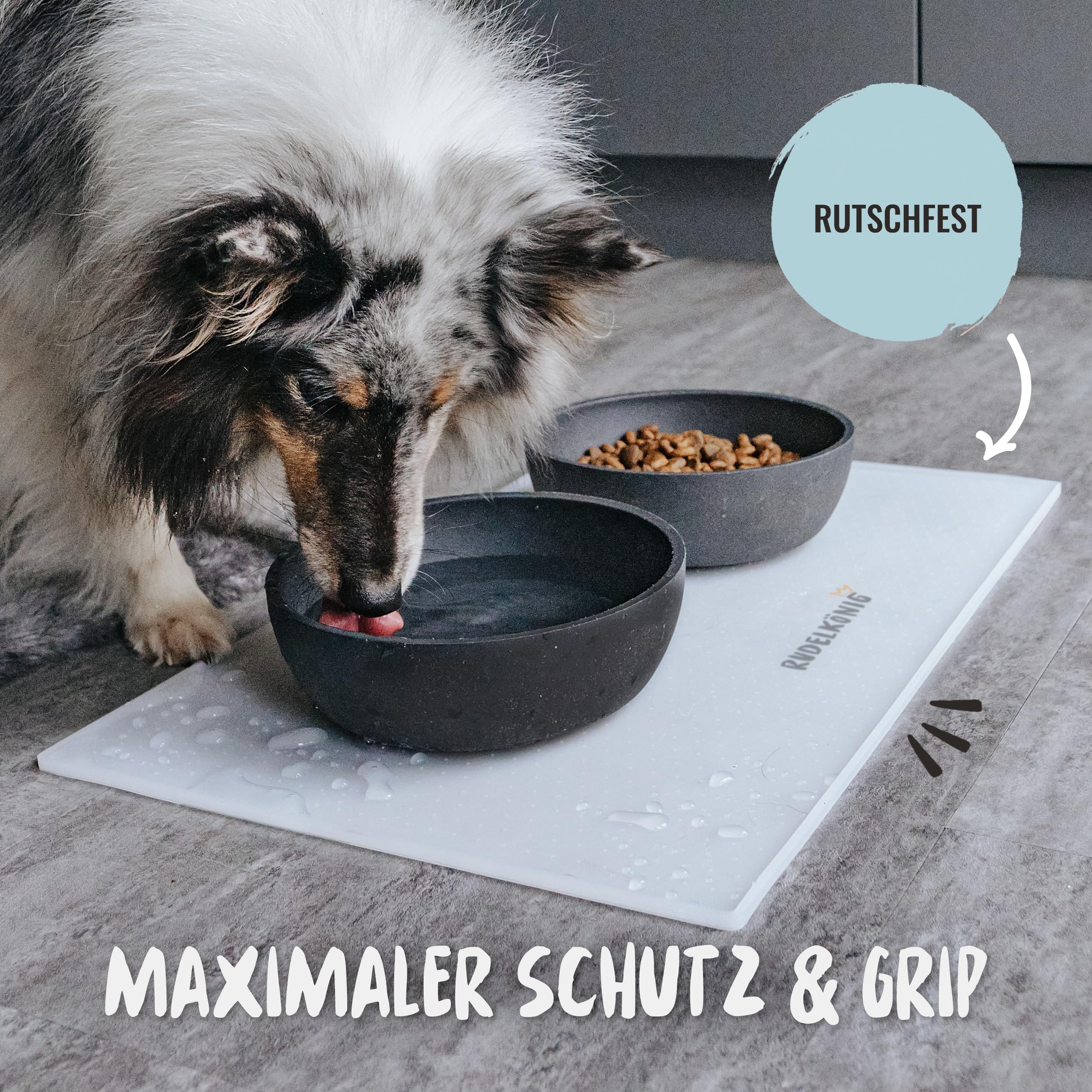 Rudelknig Napfunterlage Hund - 48 x 30cm - rutschfeste Hundenapf Unterlage  aus Silikon - Matte Hundenapf - wasserdichte Fressnapf Unterlage Hund mit  Rand : Amazon.de: Haustier