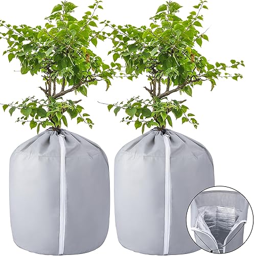 Miniatura 8 de Tlswshsy 2 macetas de protección de invierno para plantas, bolsa de protección de maceta de 27.6 x 25.6 pulgadas, cubierta de maceta de invierno