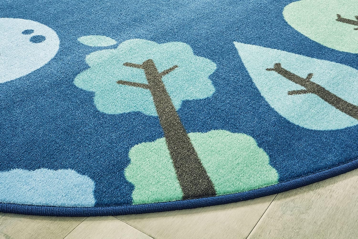 Carpets for Kids 1750 KIDSoft Tranquil Trees Decorative Nursery Room Rug 6ft Round Blue
