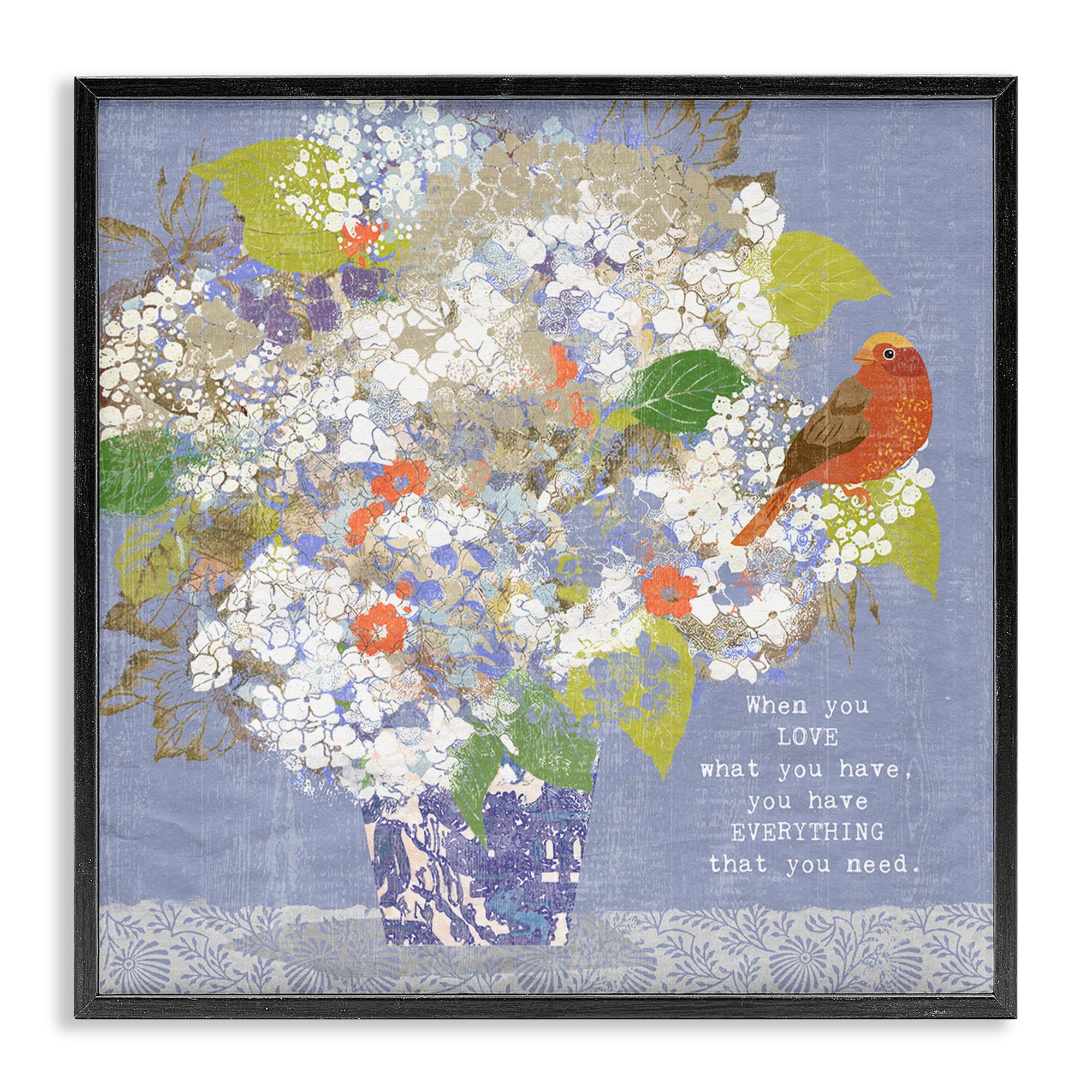 Stupell Industries 'Floral Inspiration On Love', Framed Giclee Art, Black, 12 x 12 Inches, Easy to Hang and Sturdy, Made in USA, by Suzanne Nicoll