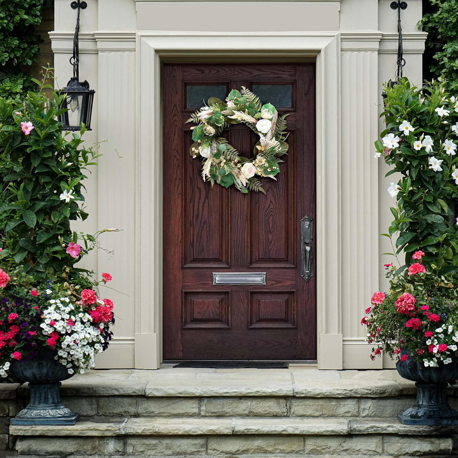 SAFAVIEH Home Collection Faux Artificial 28-inch Rose & Fern Decorative Wreath