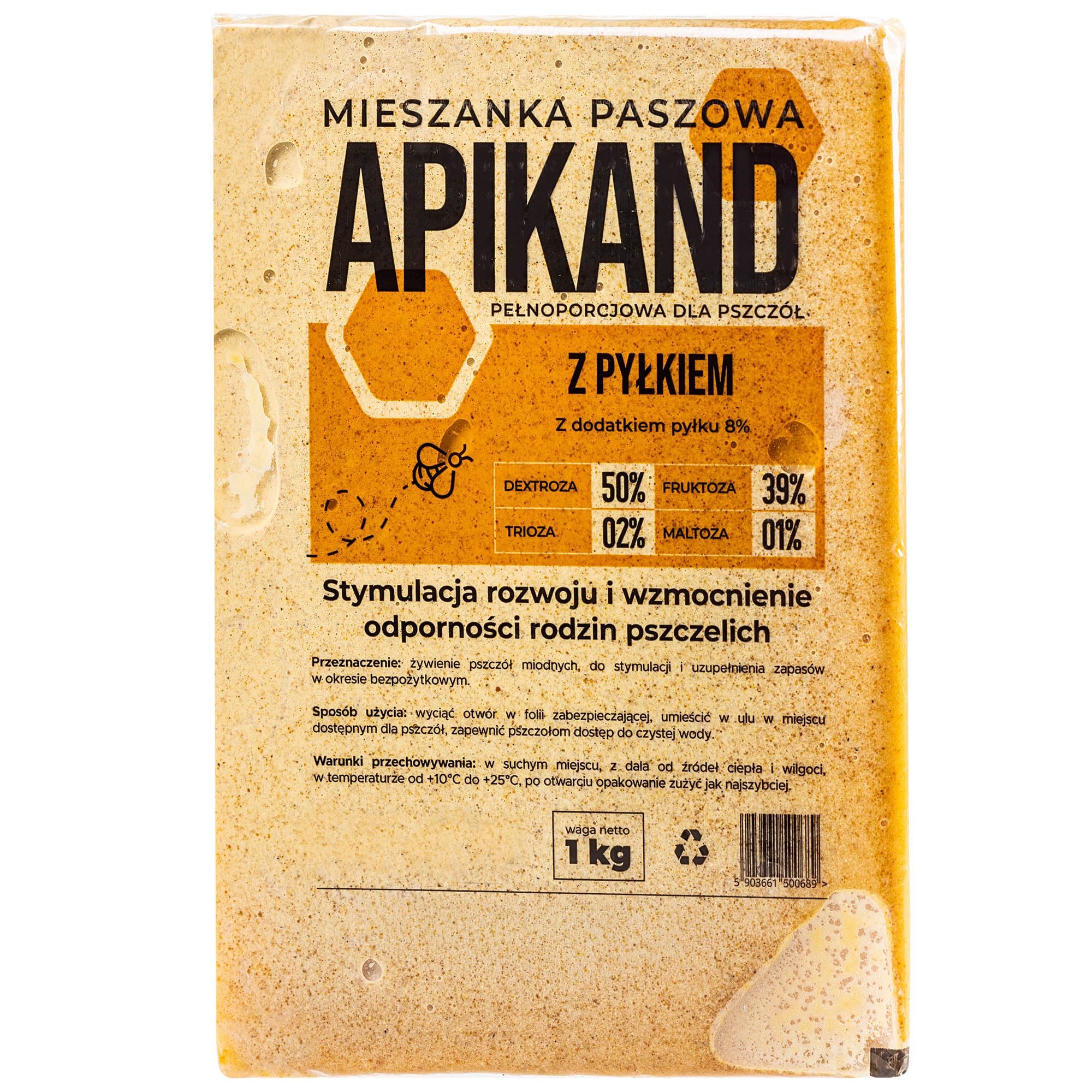 KADAX Bienenfutterteig 1kg, 20 Stück, Bienenfutter mit 8% Pollen, Futterteig für Bienen, Ergänzungsfutter zur Fütterung und Unterstützung von Bienenvölkern