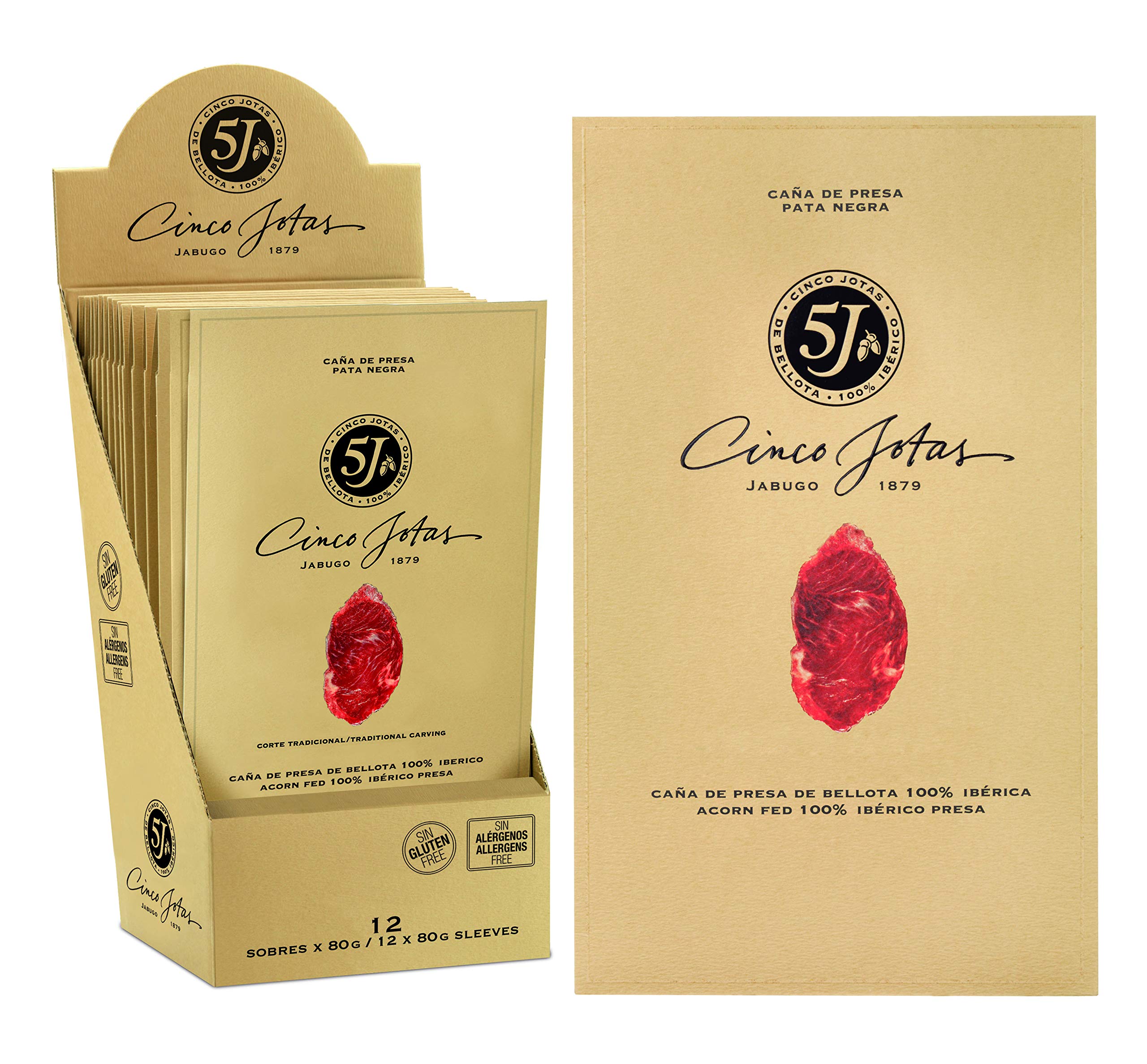 Cinco Jotas - Presa Bellota 100% Iberica 5J, box of 12 sachets of sliced prey, 80g