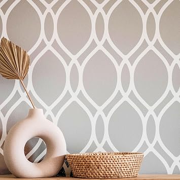 STENCILOGY / ONEGA - 19.6" x 37.4" XL Wall Stencil, Large Allover Wall Stencils for Painting, Trellis Stencils for Walls, Large Floral Geometric Wall Stencil
