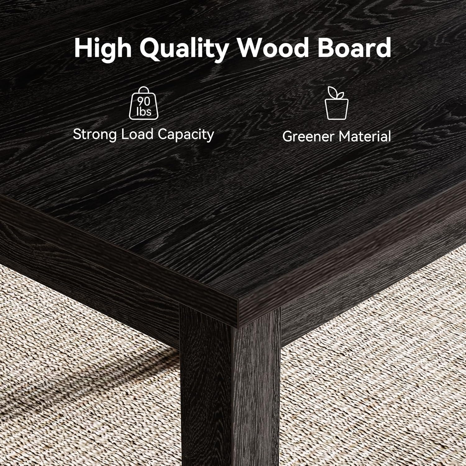 LITTLE TREE 39 Inches Square Dining Table for 4 People, Black Wooden Kitchen Table Small Dinner Table, Modern Dining Room Tables for Living Room, Kitchen