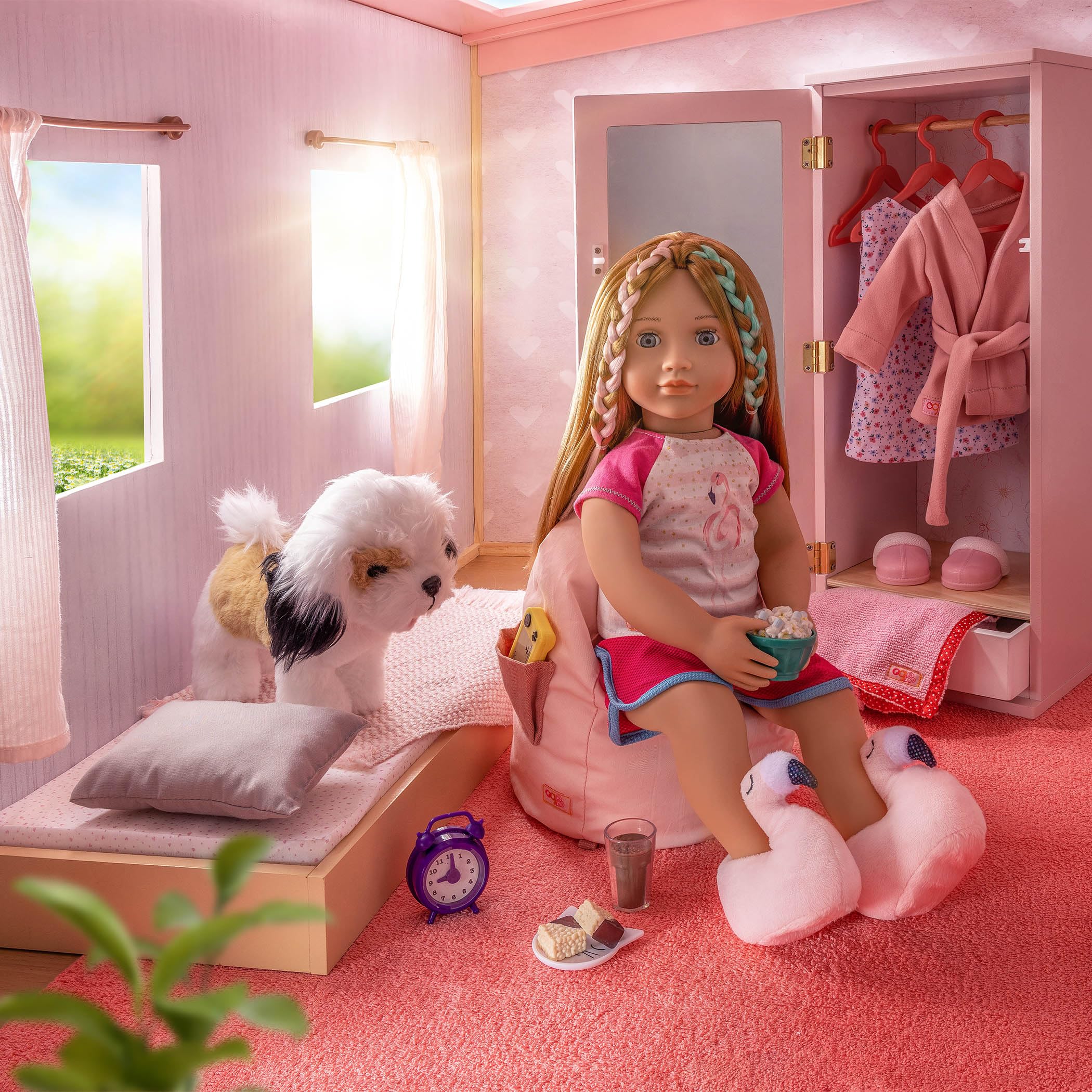 Our Generation Pajama Outfit w/Sleeping Mask & Flamingo Slippers
