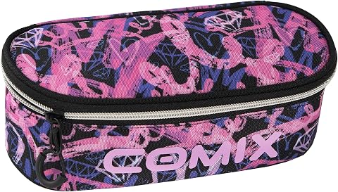 COMIX WBS - Astuccio Scuola Ovale per Bambini e Ragazzi, Ideale per Riporre la Cancelleria, con Divisorio Interno...