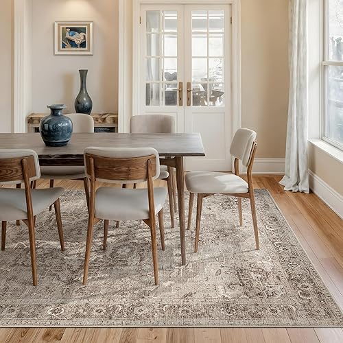 Miniatura 3 de Bloom Rugs - Alfombra lavable, antideslizante, de 1,83 x 2,74 m, color beigegris, tradicional, para sala de estar, dormitorio, comedor y cocina -