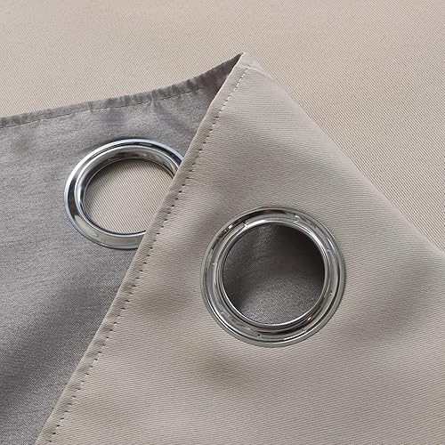 Miniatura 6 de GYROHOME Cortinas Opacas de Seda Sintética para Oscurecer la Habitación (Forro Beige) Cortinas Sólidas para Tratamiento de Ventanas para Dormitorio,