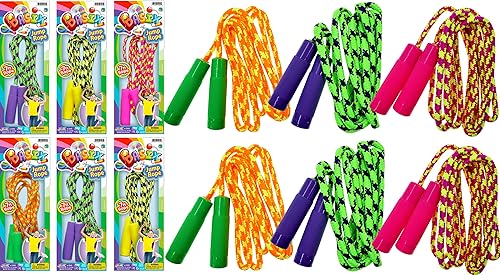 JA-RU - Cuerda de saltar ajustable para niños de 7 pies (2 paquetes)  Cuerda de saltar de algodón para niños, niños y niñas  Equipo de educación