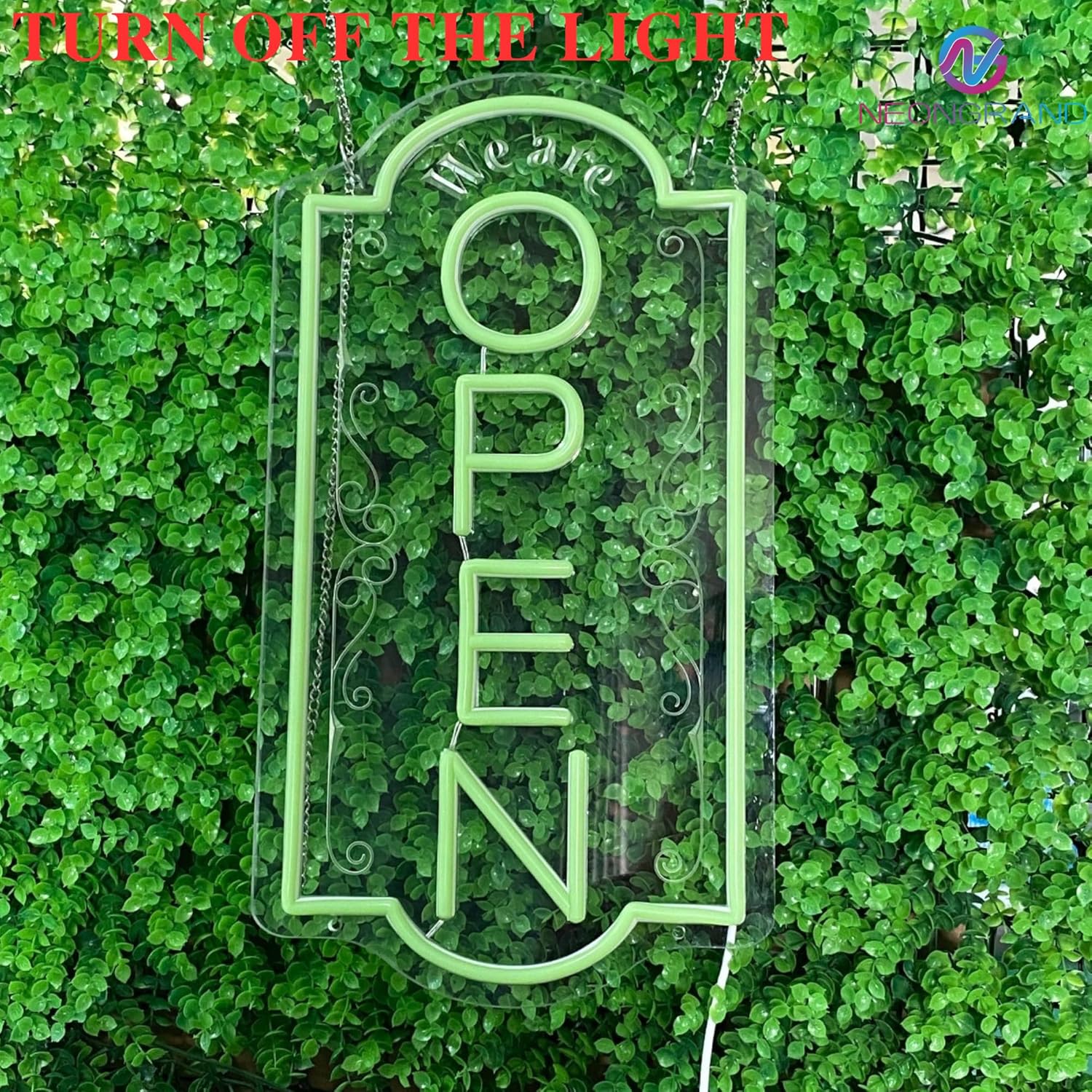 Vertical open sign Vertical Open Led Sign Neon Sign business window light vertical open signs for business (Green, 16.5x9'') - Image 5
