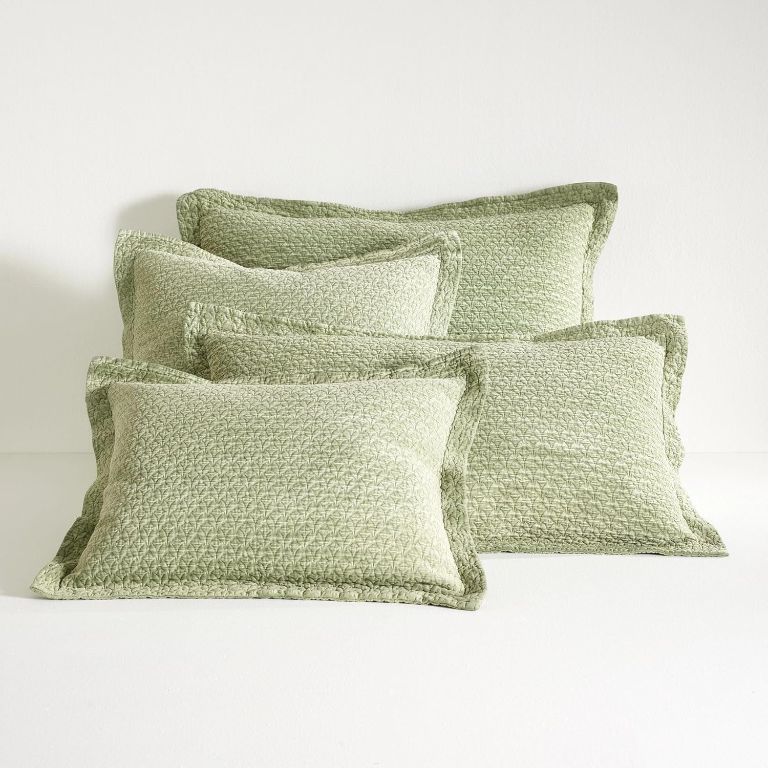Pine Cone Hill Hawley Sage Matelasse Sham, Standard Size, Green Solid Pattern