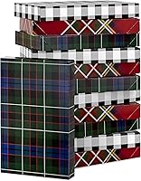 Hallmark Plaid Shirt Box Bundle (12 Boxes, 3 Designs) Blue, Green, Red Plaid, Black Buffalo Check for Christmas,...
