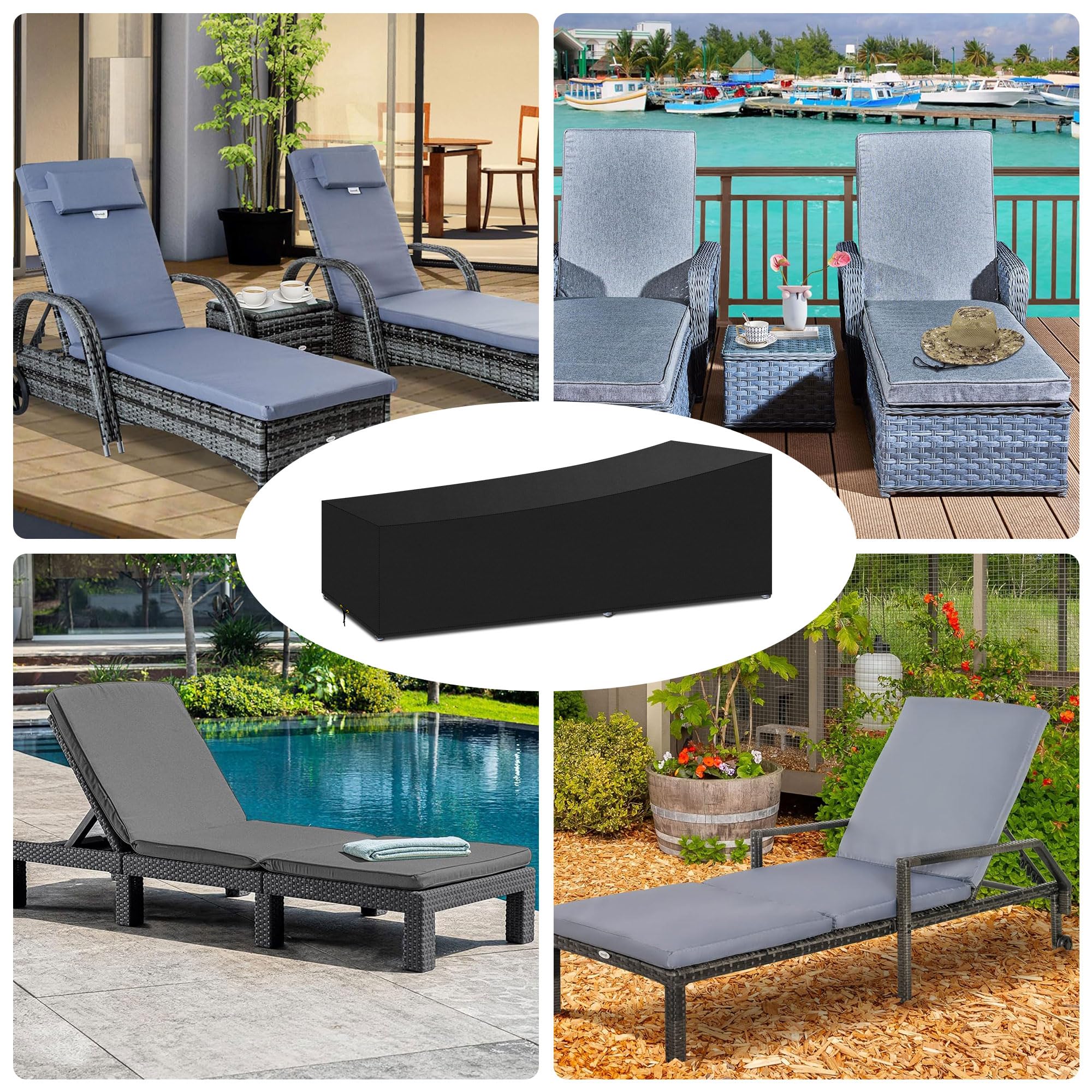 vidaXL Hoes voor tuinmeubelen 202 x 102 x 15 cm 420D Oxford Stof