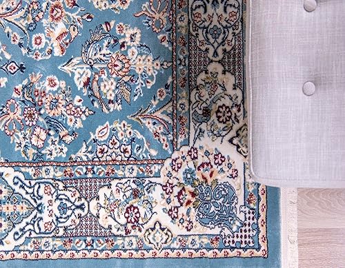 Miniatura 7 de Rugs.com Rabia Collection - Alfombra baja azul de 5 x 8 pies, perfecta para dormitorios, comedores, salas de estar