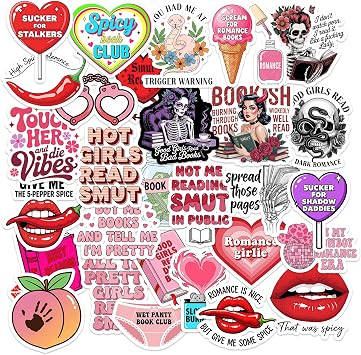 30PCS Smutty Book Sexy Stickers Spicy Romance Reader Waterproof Vinyl Sticker Pack, Pinup Reader Stickers for Journal, Kindle, Laptop, Water Bottle Gift for Book Lovers