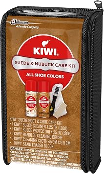 KIWI Suede and Nubuck Shoe Cleaner Kit | For Shoes, Boots, and More | Includes Cleaner, Protector, Brush, Cloth, Eraser Block