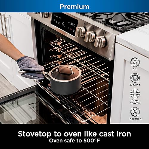 Miniatura 3 de Ninja C30235 Foodi NeverStick - Cacerola de 3.5 cuartos de galón con tapa de vidrio, anodizado duro, antiadherente, duradera y apta para horno hasta