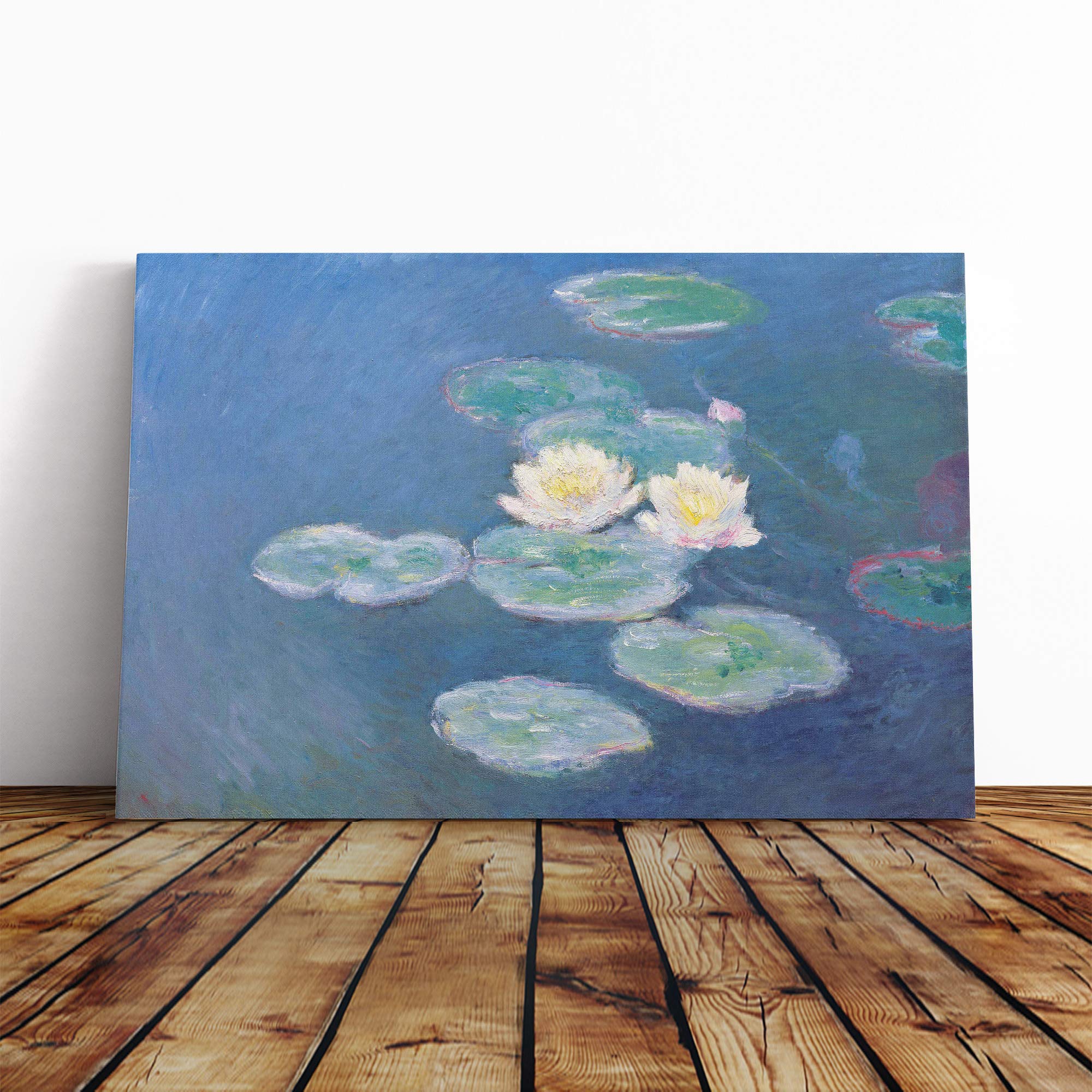 Claude Monet Lilly Pads Canvas Print | Gallery Wrapped 30mm Frame Wall Art | 30x20 inches | Ready to Hang | Modern Picture | Living Room Bedroom Lounge Office