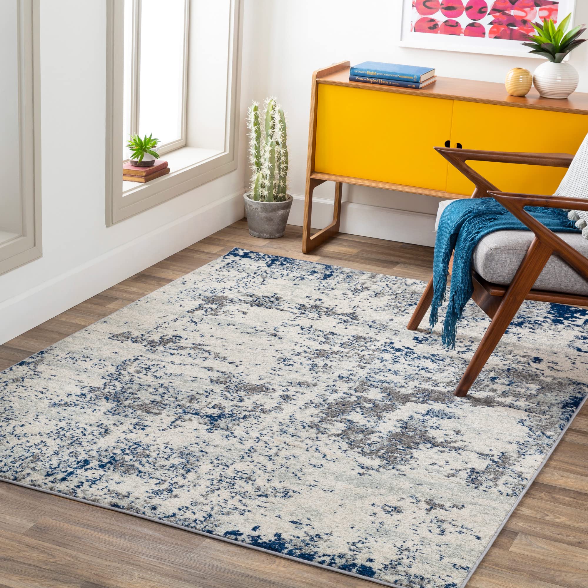 Photo 1 of Artistic Weavers Arti Modern Abstract Area Rug, 5'3" x 7'3", Dark Blue/Gray 5 ft 3 in x 7 ft 3 in Dark Blue/Gray