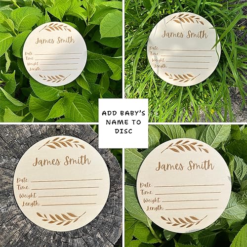 Miniatura 9 de KEMINA BLANKETS Letrero de anuncio de madera para recién nacido, grande de 6 pulgadas, letrero de nombre de Hello World para anuncio de nacimiento