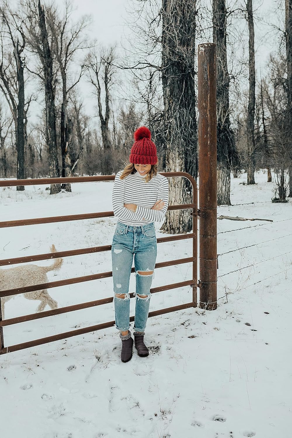 SHIBEVER Women Winter Snow Boots: Black Waterproof Walking Booties Non Slip Fur Lined Warm Outdoor Ankle Short Boot - Image 4