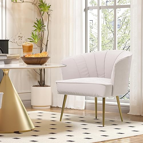 Miniatura 4 de Morden Fort Silla de terciopelo para sala de estar, moderna silla auxiliar con patas de metal dorado para sala de estar, vestidor, dormitorio,